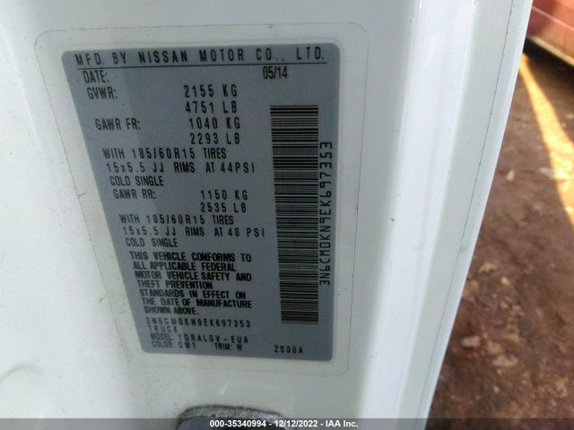 2014 Nissan NV 200, VIN: 3N6CM0KN9EK697353