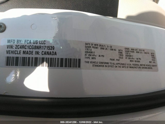 2022 Chrysler Voyager, VIN: 2C4RC1CG8NR171539