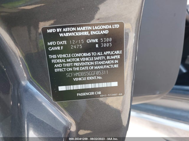 2016 Aston Martin Rapide, VIN: SCFHMDBS5GGF05311