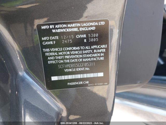 SCFHMDBS5GGF05311 Aston Martin RAPIDE S