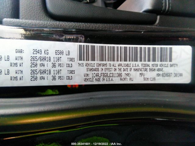 1C4RJFBG8JC311306 Jeep Grand Cherokee Limited