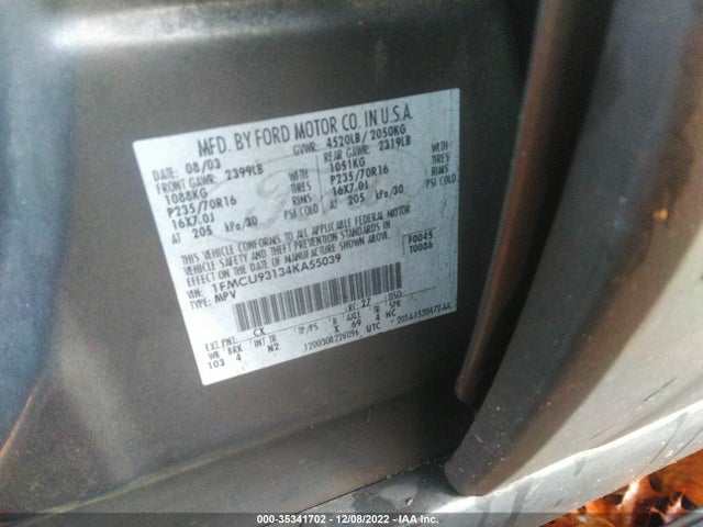 2004 FORD ESCAPE XLT VIN: 1FMCU93134KA55039