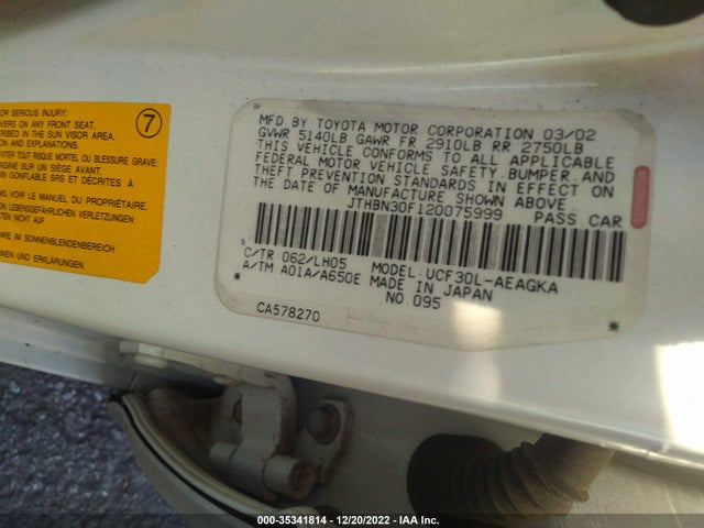 Lexus LS 430 2002 JTHBN30F120075999 Image 9