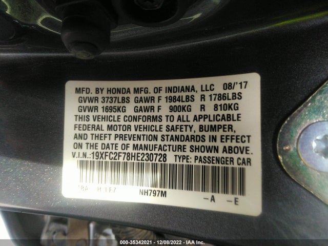Honda Civic Sedan Ex 2017 19XFC2F78HE230728 Image 9