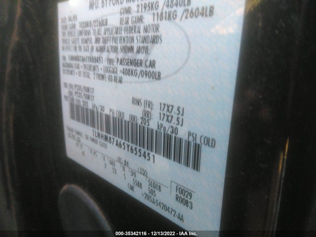 Lincoln Ls Pkg 2005 1LNHM87A65Y655451 Image 10
