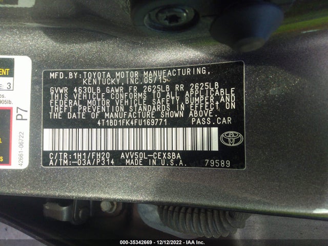 2015 Toyota Camry, VIN: 4T1BD1FK4FU169771