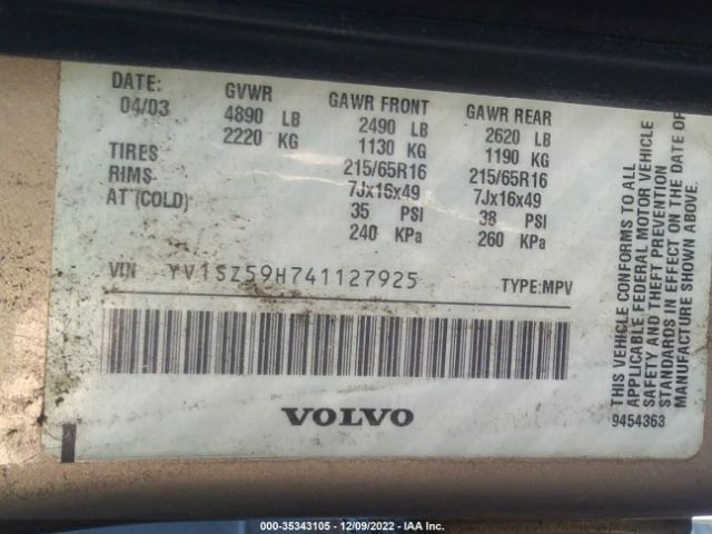 YV1SZ59H741127925 Volvo V70 Xc70