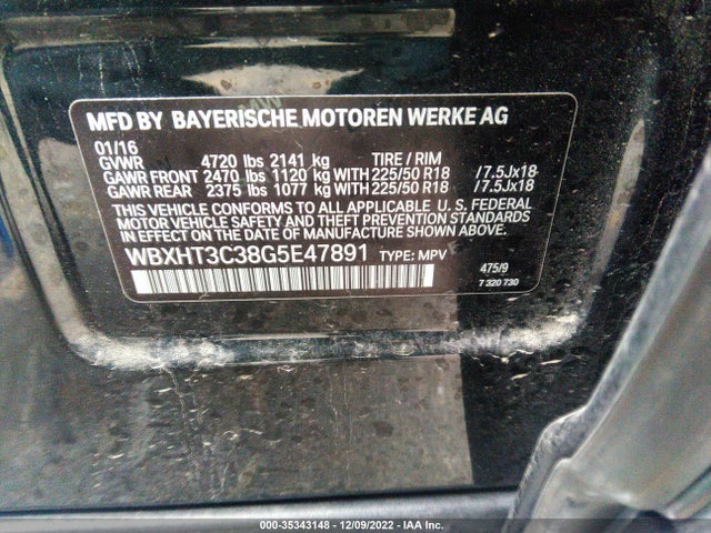 2016 BMW X1, VIN: WBXHT3C38G5E47891