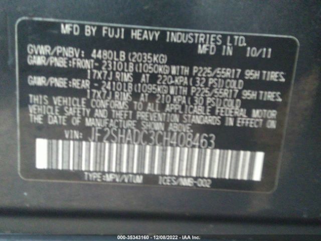 JF2SHADC3CH408463 Subaru Forester 2.5x Premium