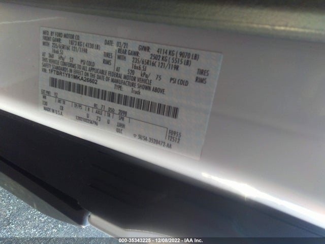 2021 Ford Transit, VIN: 1FTBR1Y81MKA26602