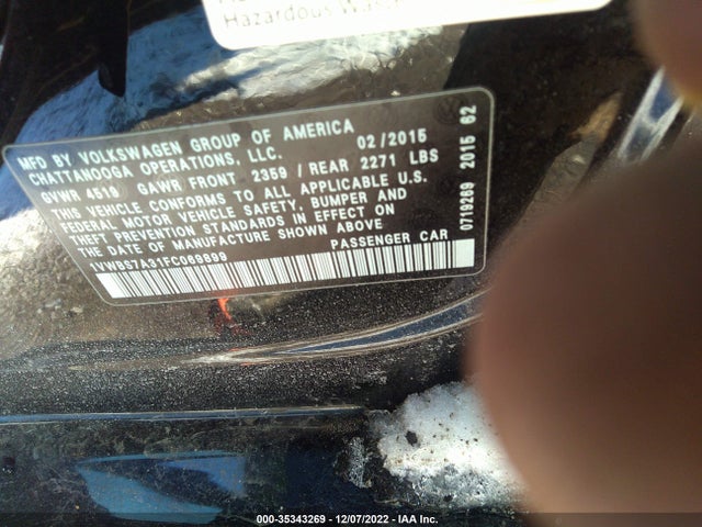 1VWBS7A31FC069899 Volkswagen Passat 1.8t Se W/sunroof & Nav