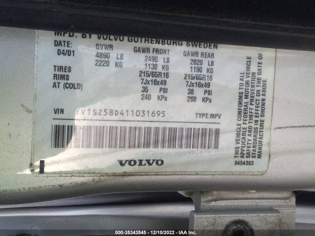 Volvo V70 2001 YV1SZ58D411031695 Image 10
