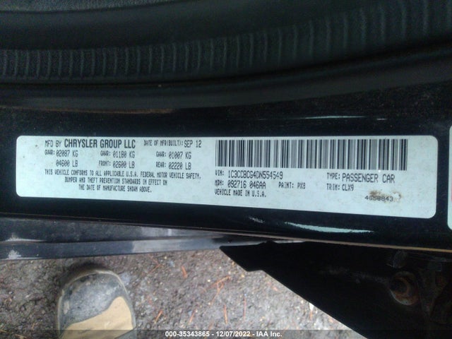 2013 CHRYSLER 200 LIMITED VIN: 1C3CCBCG4DN554549
