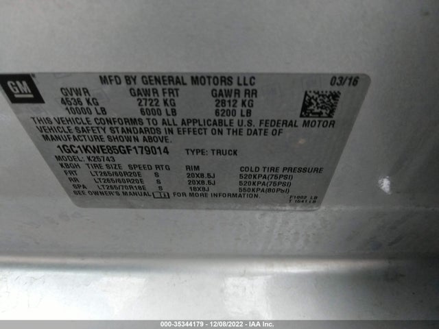 2016 Chevrolet Silverado 2500, VIN: 1GC1KWE85GF179014