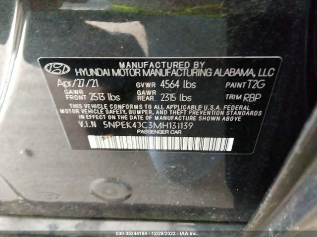 2021 HYUNDAI SONATA N LINE VIN: 5NPEK4JC3MH131139