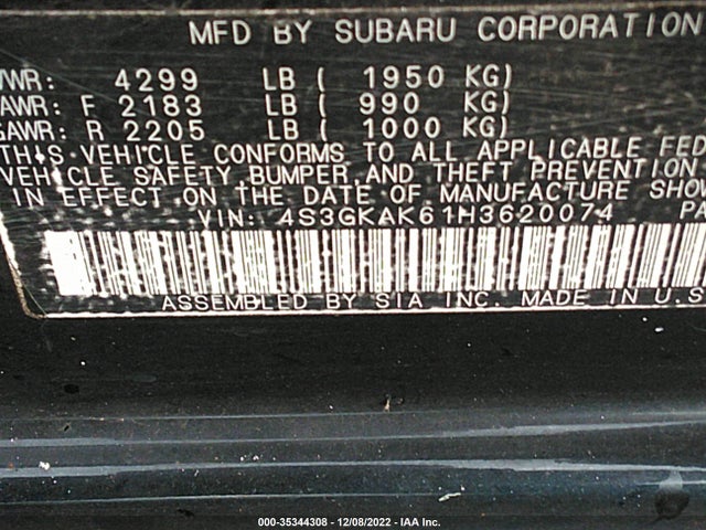 Subaru Impreza 2017 4S3GKAK61H3620074 Image 10