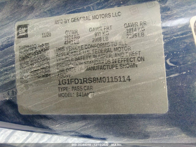 Chevrolet Camaro 2lt 2021 1G1FD1RS8M0115114 Image 9