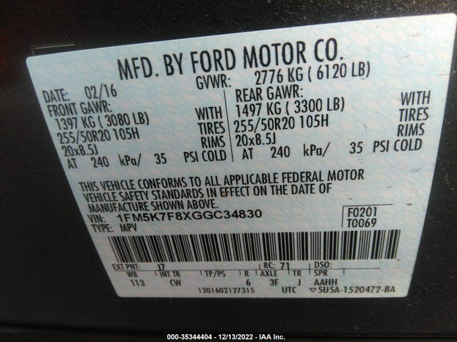 Ford 2016 2016 1FM5K7F8XGGC34830 Image 25
