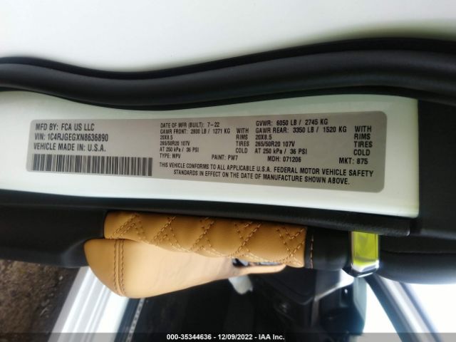 1C4RJGEGXN8636890 Jeep Grand Cherokee Summit
