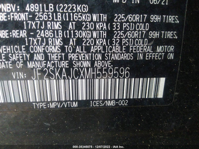 Subaru Forester Premium 2021 JF2SKAJCXMH559596 Image 10