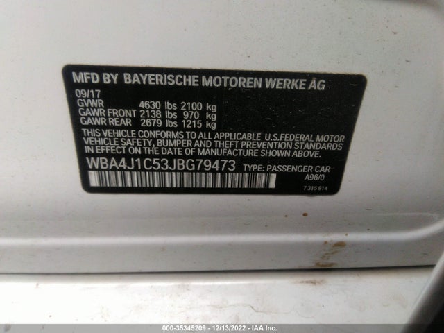 2018 BMW 4 Series, VIN: WBA4J1C53JBG79473