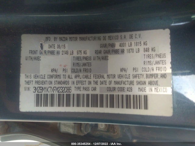 2015 Mazda 3, VIN: 3MZBM1K7XFM232086