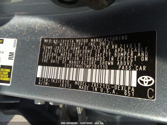 Toyota COROLLA LE 2021 5YFEPMAE7MP261110 Image 14
