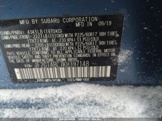 JF2GTABC7KH397148 Subaru Crosstrek