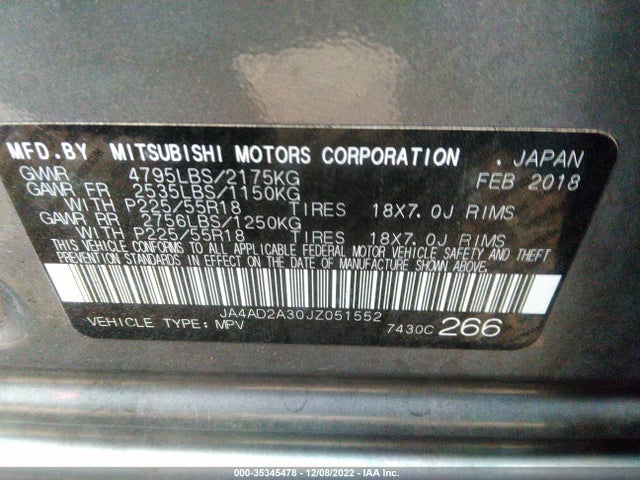 JA4AD2A30JZ051552 Mitsubishi Outlander Es