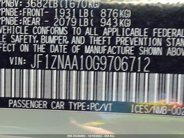 2016 Scion FR-S, VIN: JF1ZNAA10G9706712