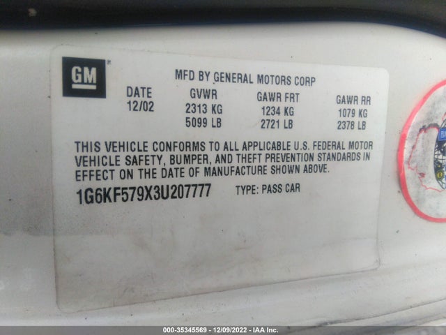 1G6KF579X3U207777 Cadillac DEVILLE DTS