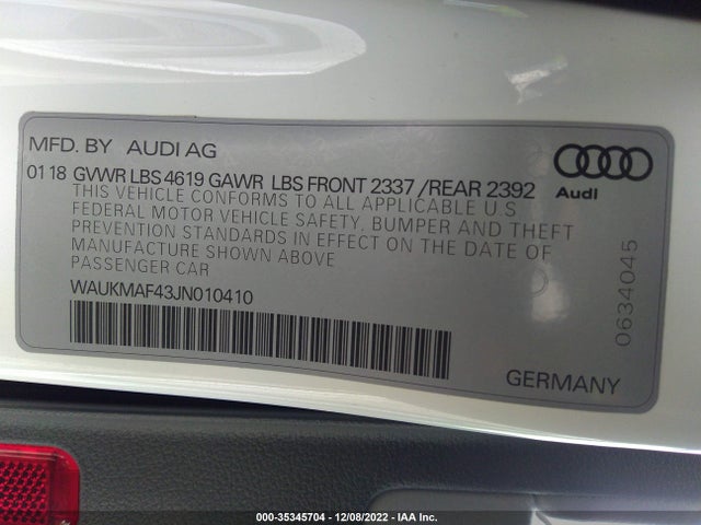 WAUKMAF43JN010410 Audi A4 Premium/tech Premium