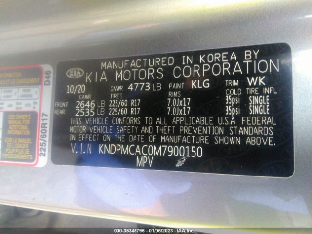 KNDPMCAC0M7900150 KIA Sportage Lx