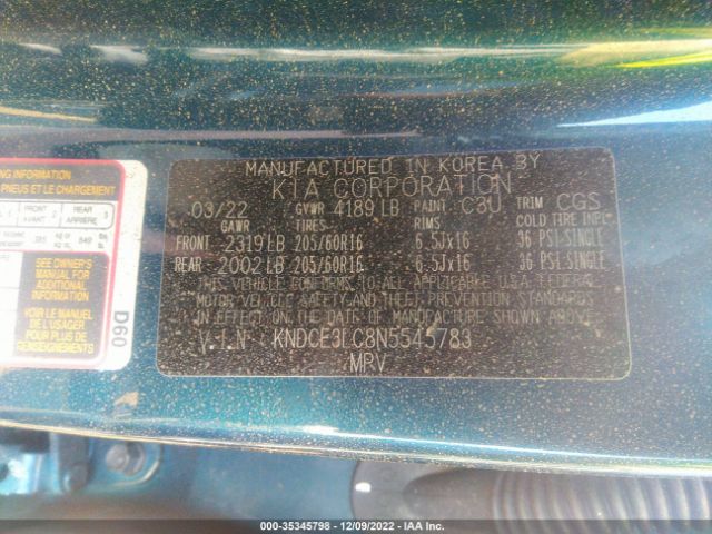 KNDCE3LC8N5545783 KIA Niro Ex Premium