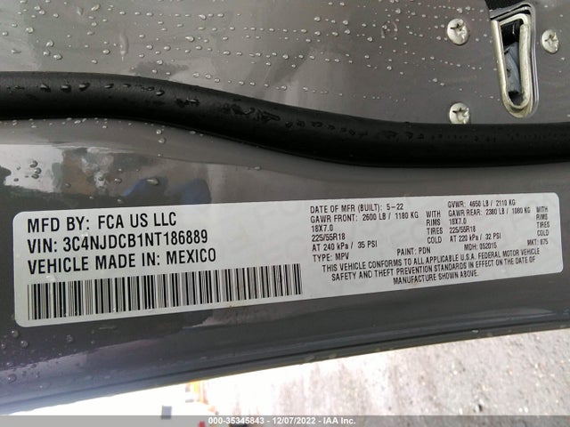 2022 Jeep Compass, VIN: 3C4NJDCB1NT186889