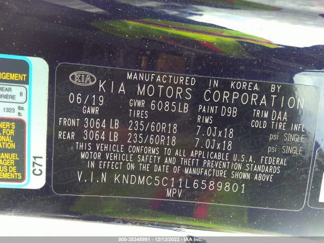 2020 Kia Sedona, VIN: KNDMC5C11L6589801