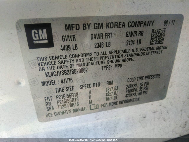 2018 Buick Encore, VIN: KL4CJHSB2JB520062