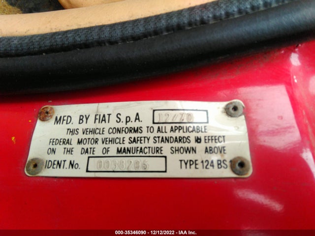 1971 FIAT SPIDER 124BS10038206     Photo 8