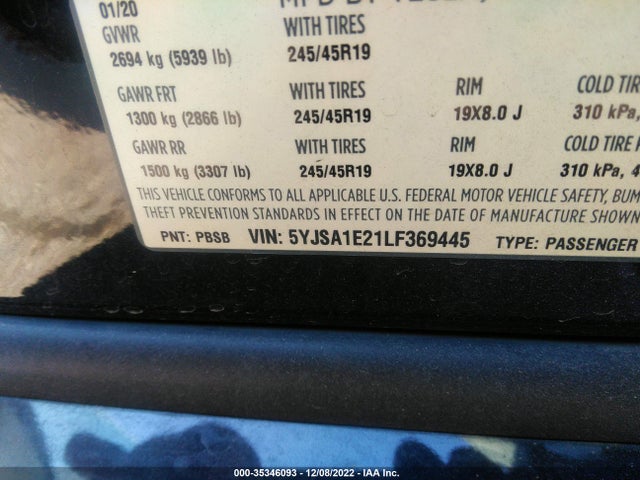 2020 Tesla Model S, VIN: 5YJSA1E21LF369445