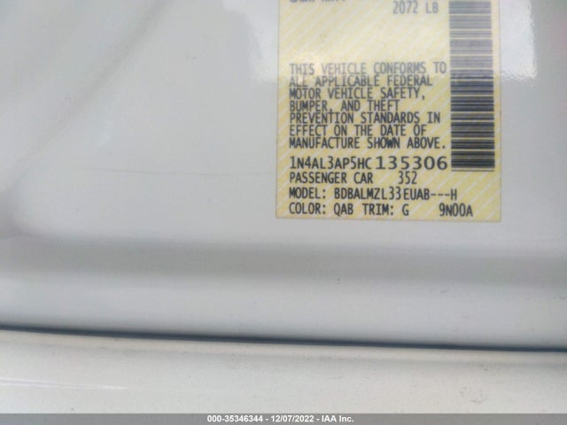 2017 NISSAN ALTIMA 2.5 SV VIN: 1N4AL3AP5HC135306
