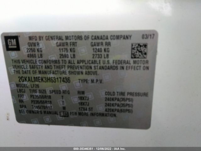 2GKALMEK3H6317436 GMC Terrain Sle