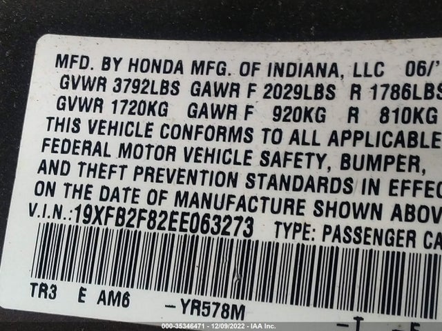 Honda Civic Sedan Ex 2014 19XFB2F82EE063273 Image 9