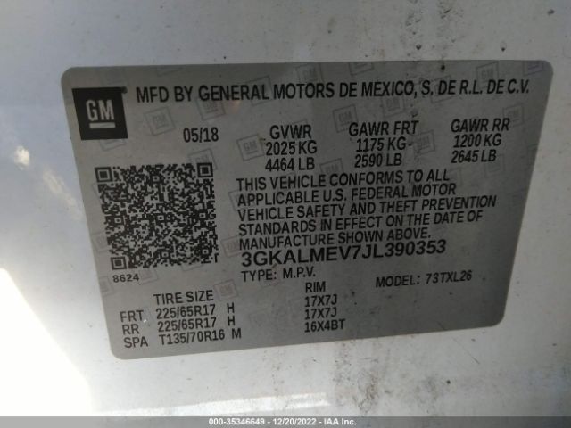 3GKALMEV7JL390353 GMC Terrain Sle