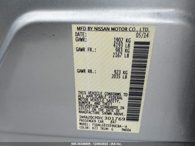 2015 Nissan Leaf, VIN: 1N4AZ0CP0FC301769