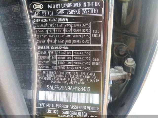 Land Rover LR2 2010 SALFR2BN9AH188436 Image 10