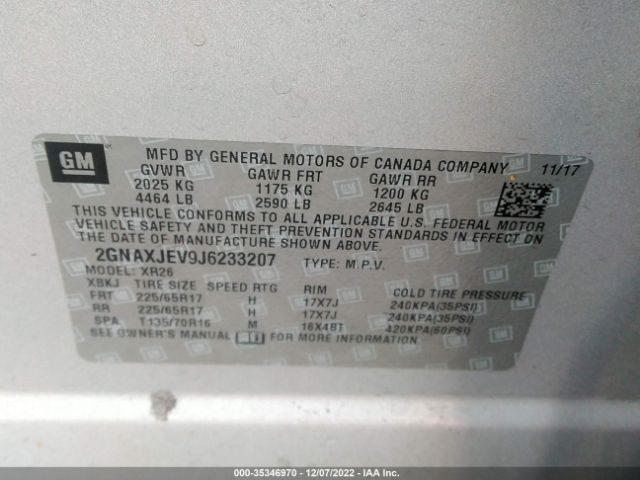 2GNAXJEV9J6233207 Chevrolet Equinox