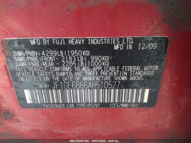 JF1GE6B66AH510527 Subaru Impreza Sedan I Premium Special Edition