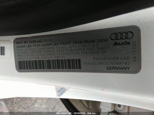 2012 AUDI A7 3.0 PRESTIGE VIN: WAU2GAFCXCN088782