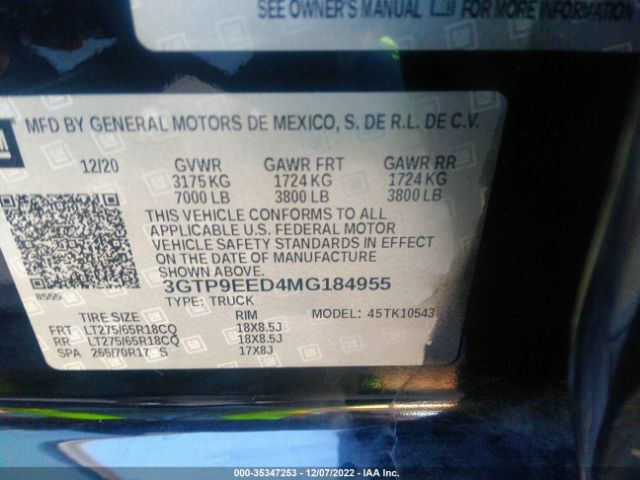 3GTP9EED4MG184955 GMC Sierra 1500 At4