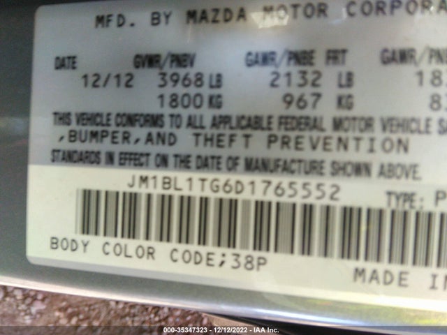 2013 MAZDA MAZDA3 I SV VIN: JM1BL1TG6D1765552